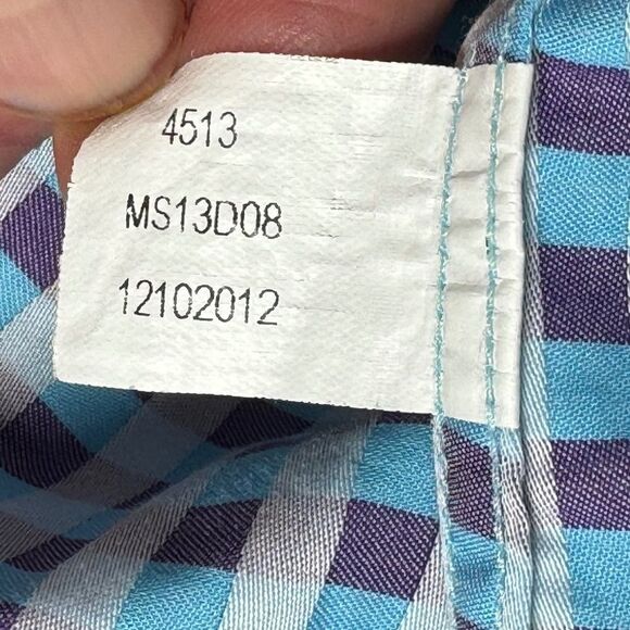 Peter Millar NWOT Blue/Purple Plaid Turkish Cotton Button Down Shirt Sz L - Picture 9 of 9